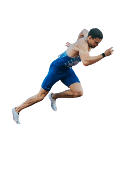 Athlete sprinting on a running track